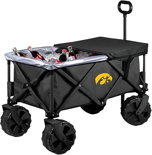 Miniatura 2 de PICNIC TIME NCAA Adventure Wagon Elite - Carro de playa plegable todo terreno con ruedas grandes, tapa superior de mesa y forro suave para enfriar,