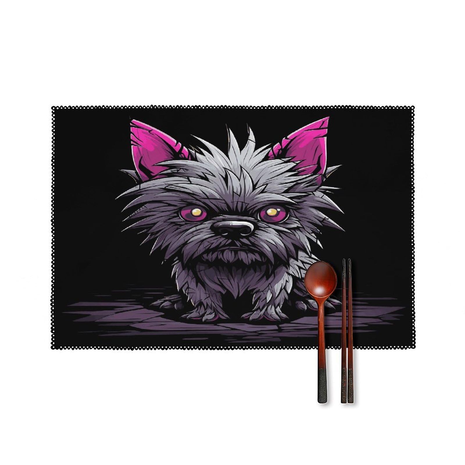 Fekiloot Style Gray Pooh Dog Placemats Set Of 6,Table Mat