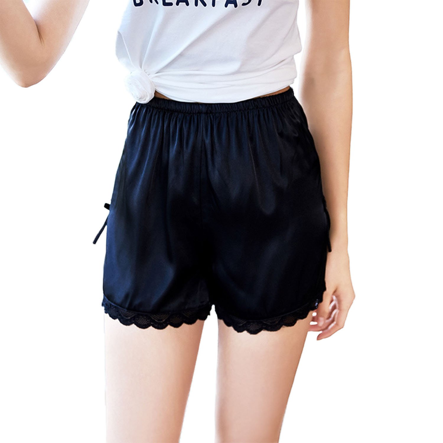 Asskyus Women's Sleep Shorts, 2 Pack Satin Lounge Shorts