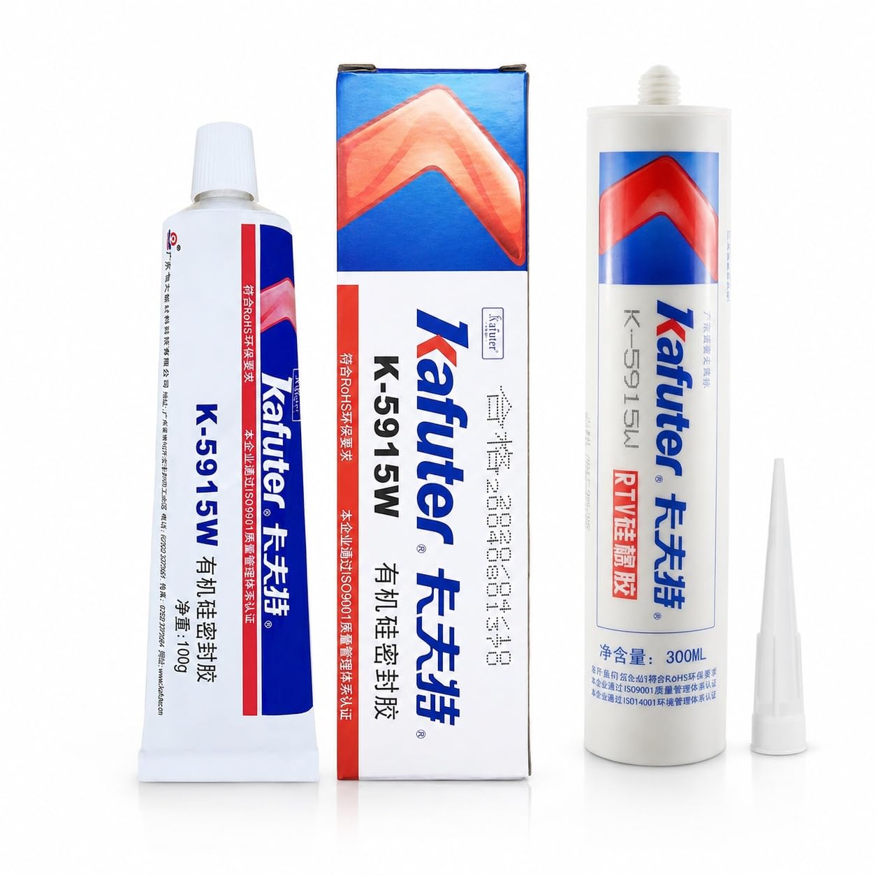 VIDOO Kafuter K-5915W Selbstlöschend Elektronikkleber Weiß Silikonkleber Flammwidrig Silikonmasse Silikonkleber für Netzadapter Haushaltsgeräte - 300ml