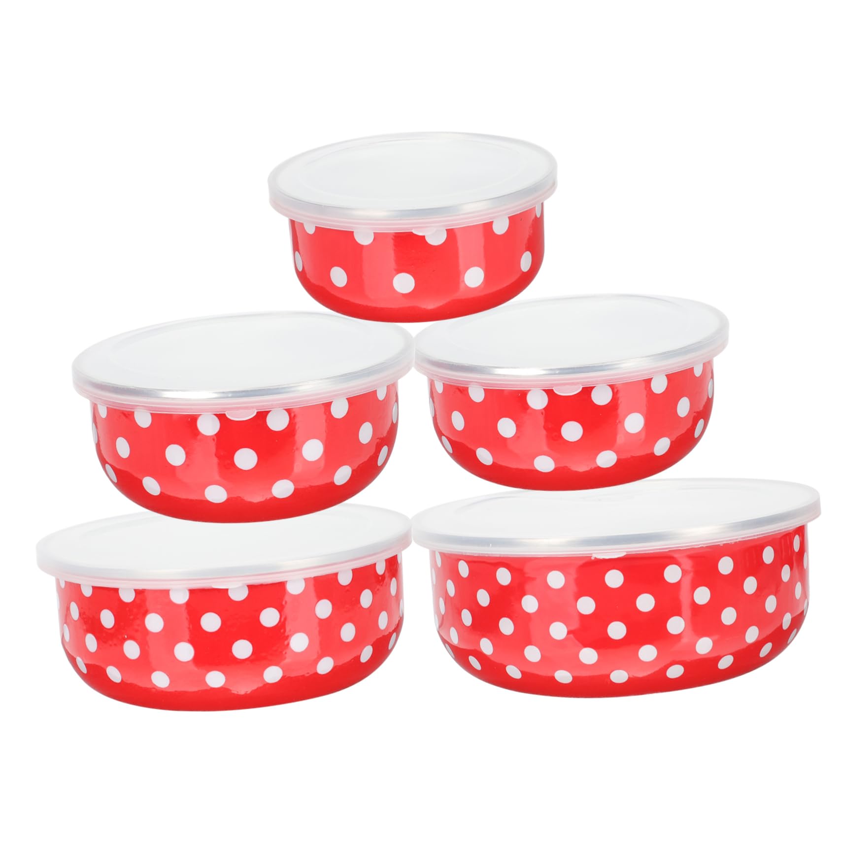 5 Stück Emaillierte Schüssel Keramik-Salatschüssel Salatschüsseln Mit Deckel Bento-Lunchbox Rührschüsseln Outdoor-Camping-Geschirr Nudelschüssel Büro-Bento-Etui Lunchboxen