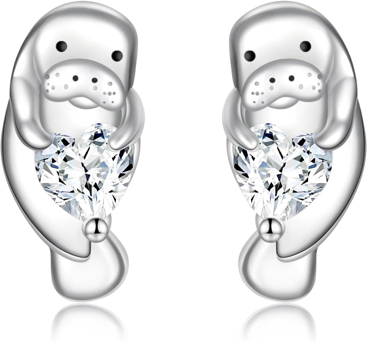 925 Sterling Silver Dragon Highland Cow Axolotl Horse Penguin Fox Manatee Pig Bunny Earrings Stud Hypoallergenic Cute Animal Jewelry Gifts for Women