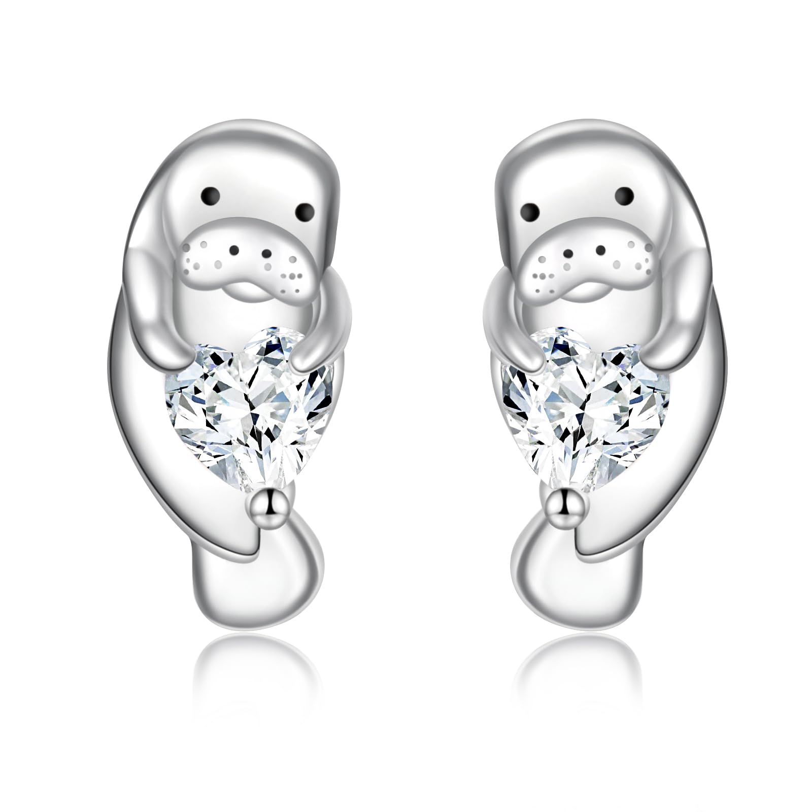 925 Sterling Silver Dragon Highland Cow Axolotl Horse Penguin Fox Manatee Pig Bunny Earrings Stud Hypoallergenic Cute Animal Jewelry Gifts for Women