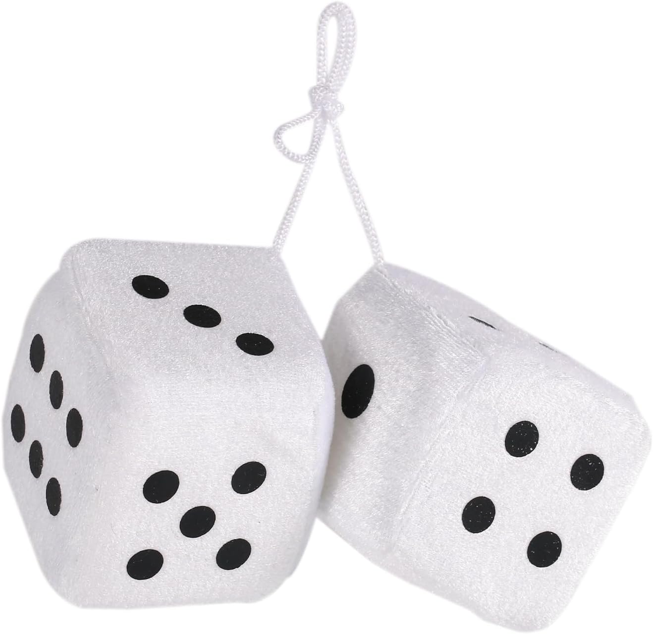 Car Dice Fuzzy, White Dice Car Hanging Ornament Light Soft