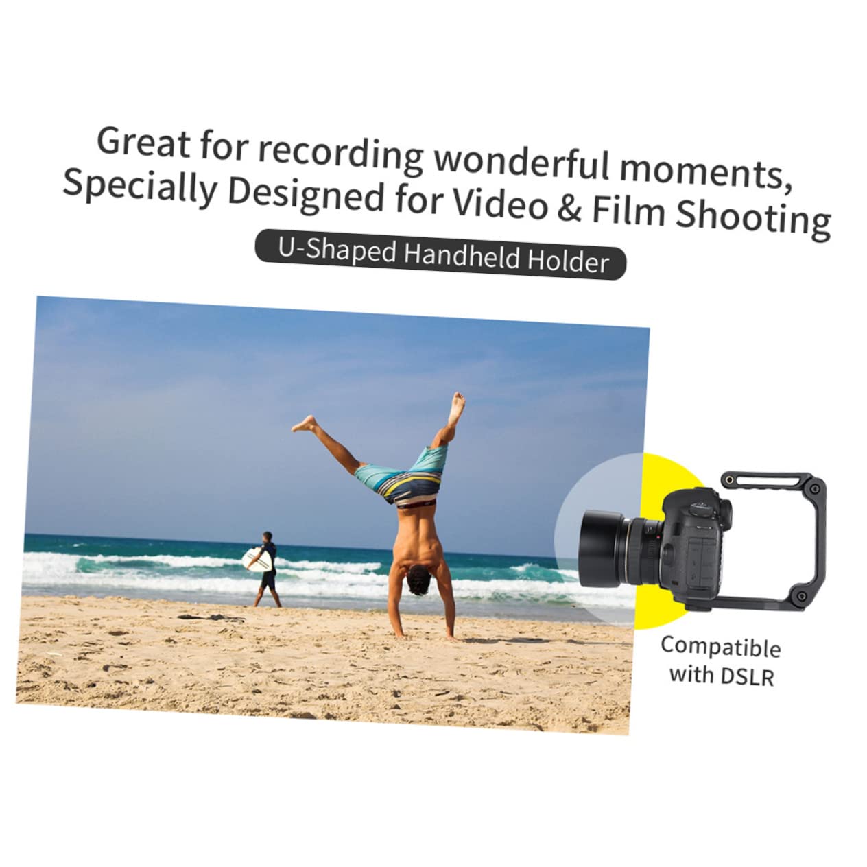 Stabilizzatore Pa66 a Nero Fotocamera in Pieghevole Nylon e Fibra di Vetro Vite 1/4 e Impugnatura U per Dslr