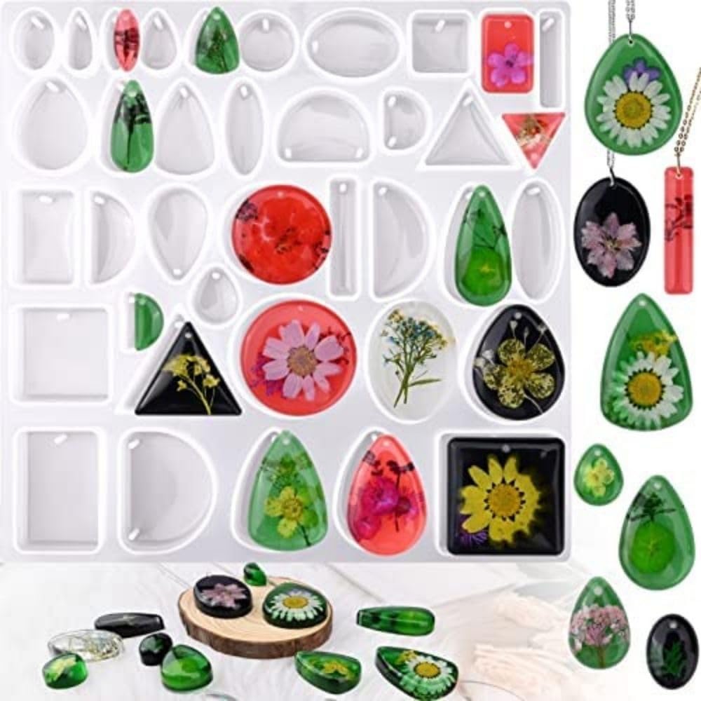 SNOOGG® Combo Pack of 2 Molds (Dot Layered 12-Cavity Rakhi & 58-Cavity Jewelry), Ideal for Epoxy Resin, Rakhi, Jewelry, Necklace, and Keychain 2