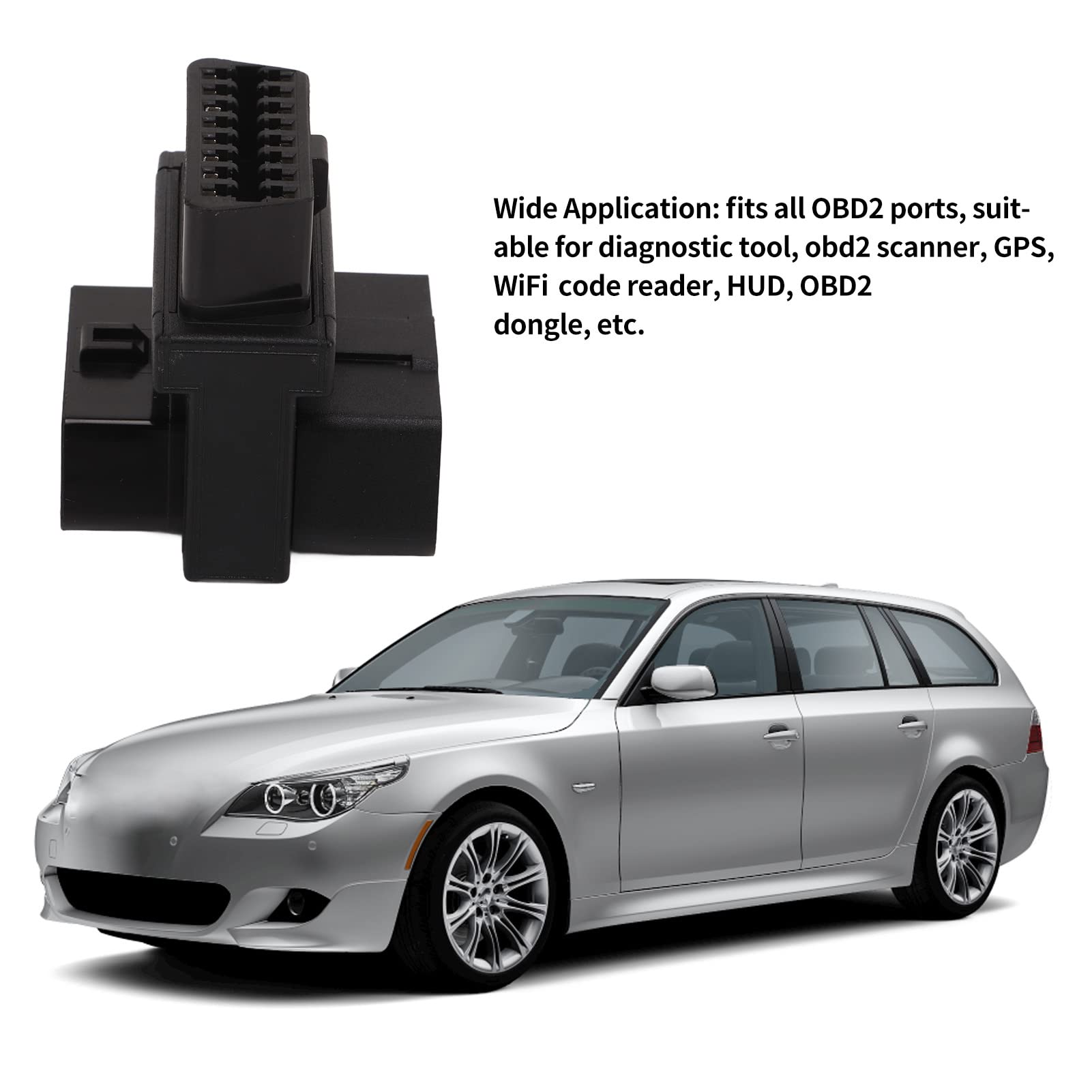 KIMISS Adapter OBD2, Rozgałęźnik Kabla OBD 16-pinowy Adapter Męski na 2 żeńskie Adapter ABS 1 do 2 Adapter Separatora OBD Złącze Rozgałęźnika OBD do Przedłużacza Diagnostycznego