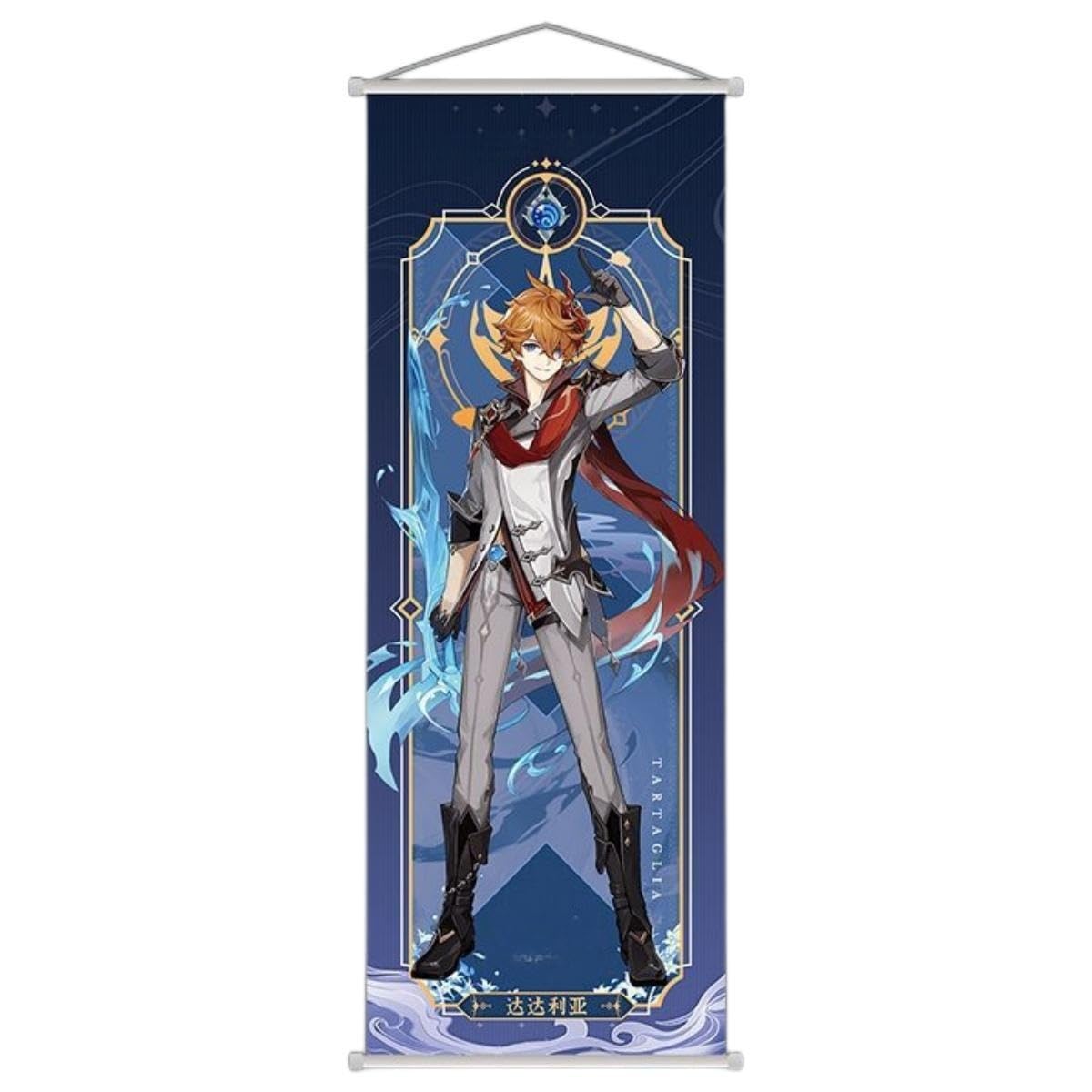Poster Toile Anime Tartaglia – 70x25 Cm – Impression HD Suspendue Avec Crochet – Décoration Chambre Fan Genshin Impact