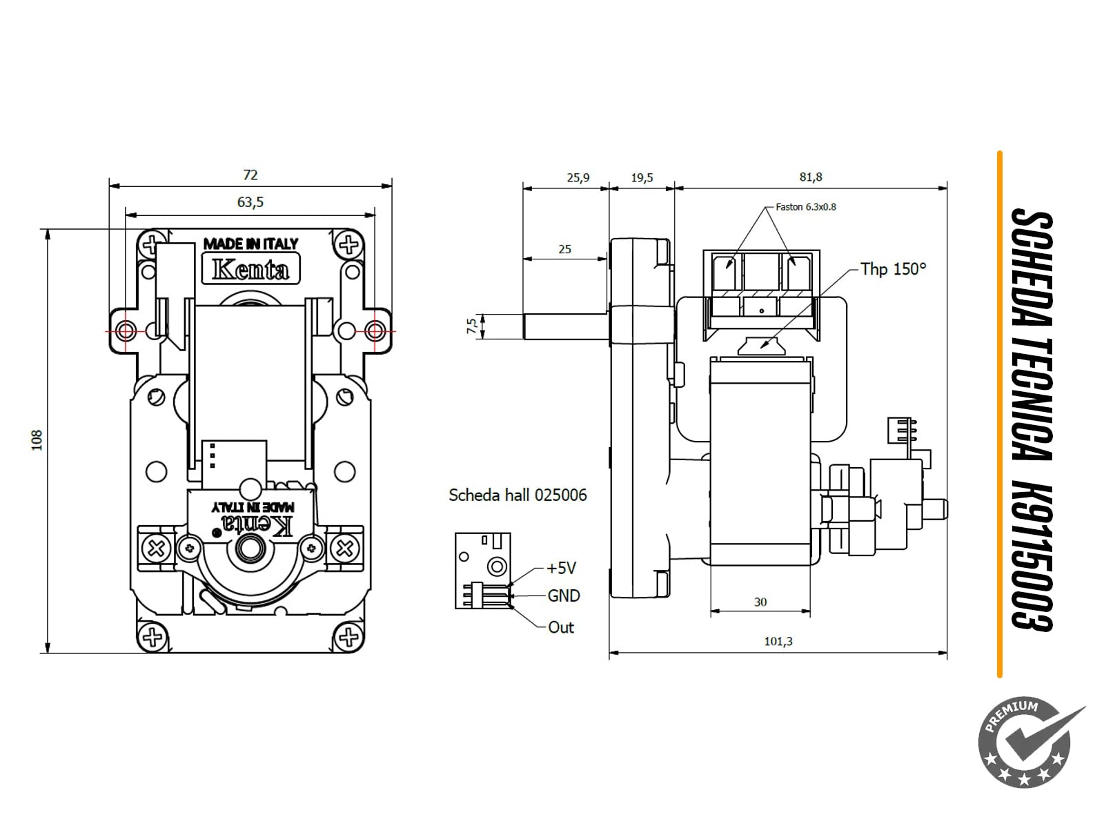 ERICAMBI, Motoriduttore K9115003 Kenta per Stufe a Pellet, Velocità 1,5rpm, Pacco Lamellare 30mm, Ø Albero 8,5mm, Senso di Rotazione Oraria, Spianatura Singola