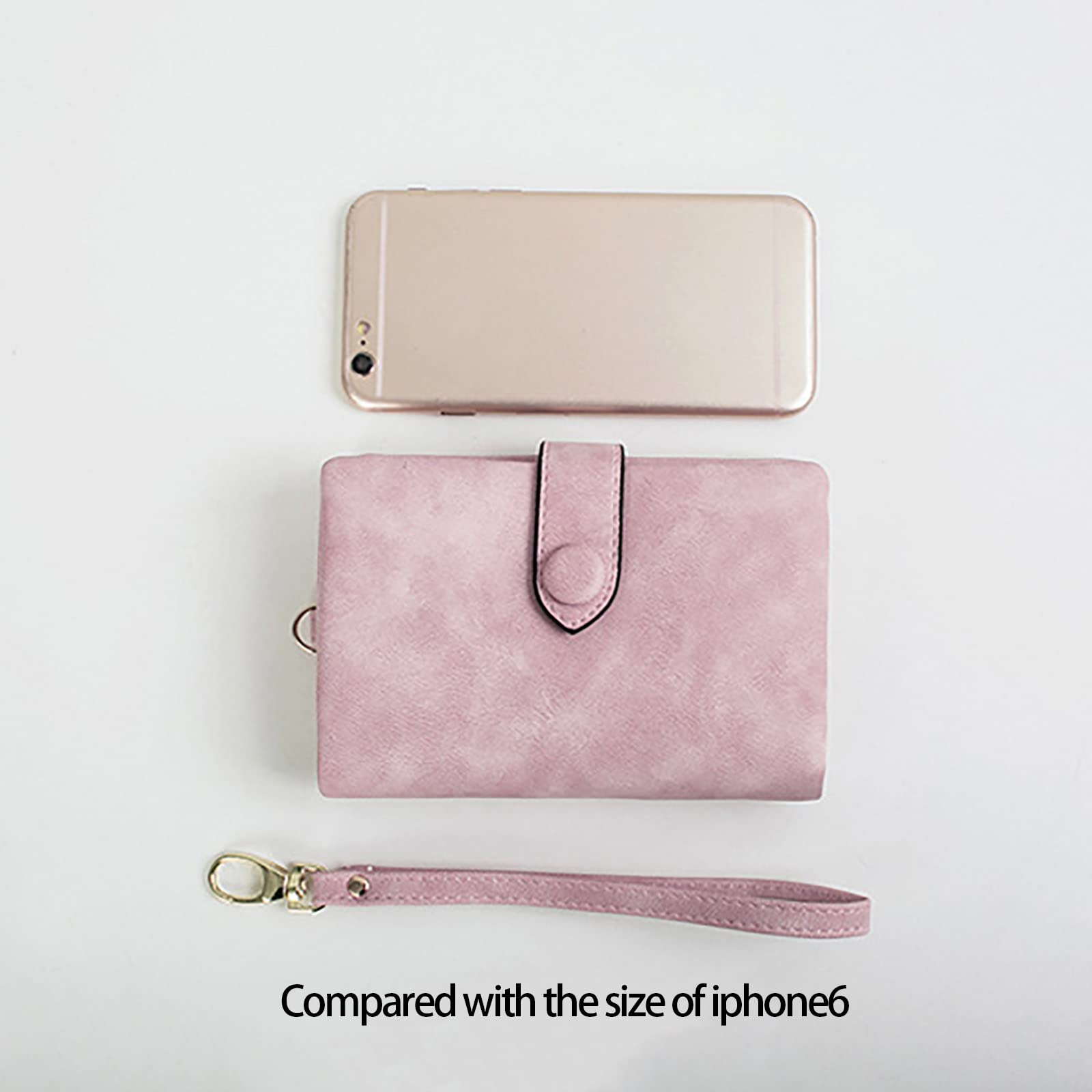Damen Geldbeutel mit RFID Kurze, Niedliche, Dreifach Gefaltete Damengeldbörse mit Mehreren Karten, Kleine, Frisch Gefrostete Geldbörse,Pink,One Size