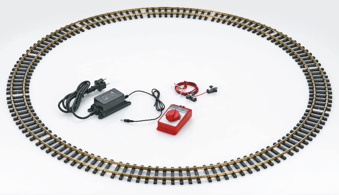 LGB Gartenbahn 19904 - Start-Gleis-Set für den Außenbereich – Ergänzungsset für reibungslosen Betrieb Ihrer Gartenbahn, Spur G, Gleise und Fahrregler