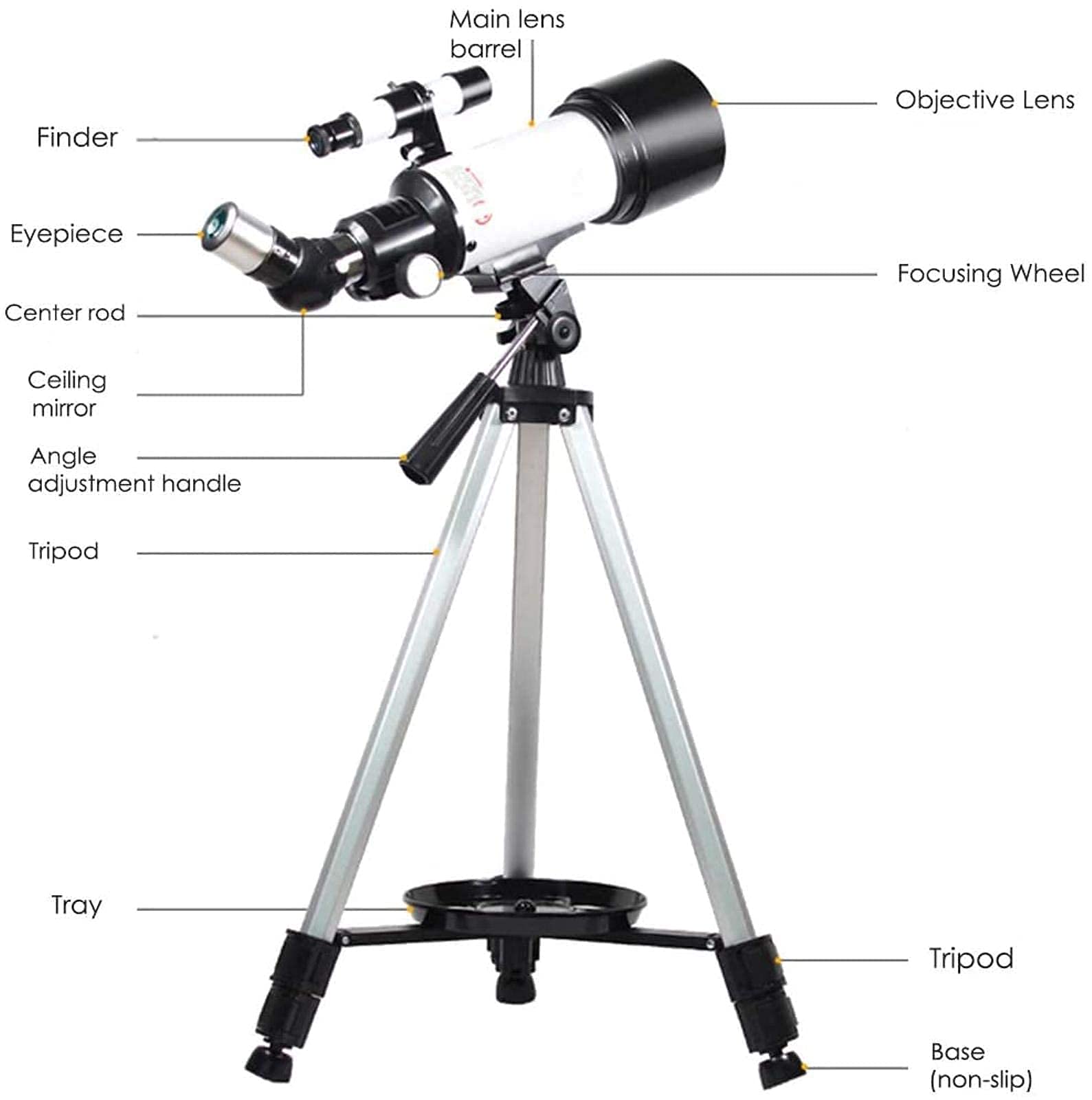 Telescopio astronomico Zoom 120X HD Scienze dell'educazione Telescopio Spaziale monoculare con treppiede Cannocchiale da 70 mm per Bambini Principianti