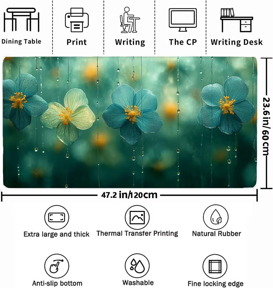 Podkładka pod mysz xxl 1200x600x3mm, duża podkładka pod mysz dla graczy, niebieska podkładka pod mysz z wodoodporną antypoślizgową gumową podstawą, zmywalna mata na biurko na kolby, do gier. Idealny