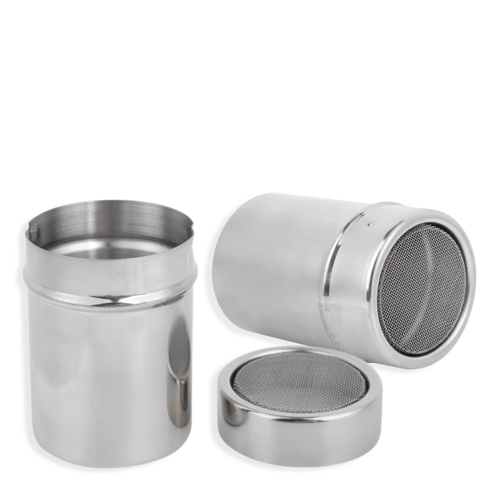 Jwthee 2pcs Stainless Steel Powder Shaker,Cinnamon Shaker Flour Sifter, Powder Sugar Shaker Duster With Lid, Powdered Sugar Shaker Duster, Stainless Steel Fine Mesh Dredges Shakers