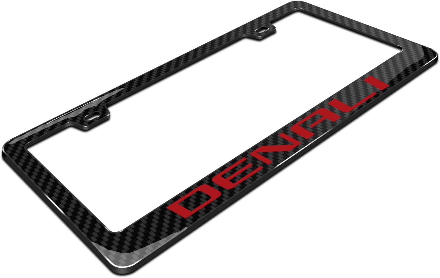 iPick Image for GMC Denali in Red in 3D on Real Carbon Fiber Finish ABS Plastic License Plate Frame is Official Licensed
