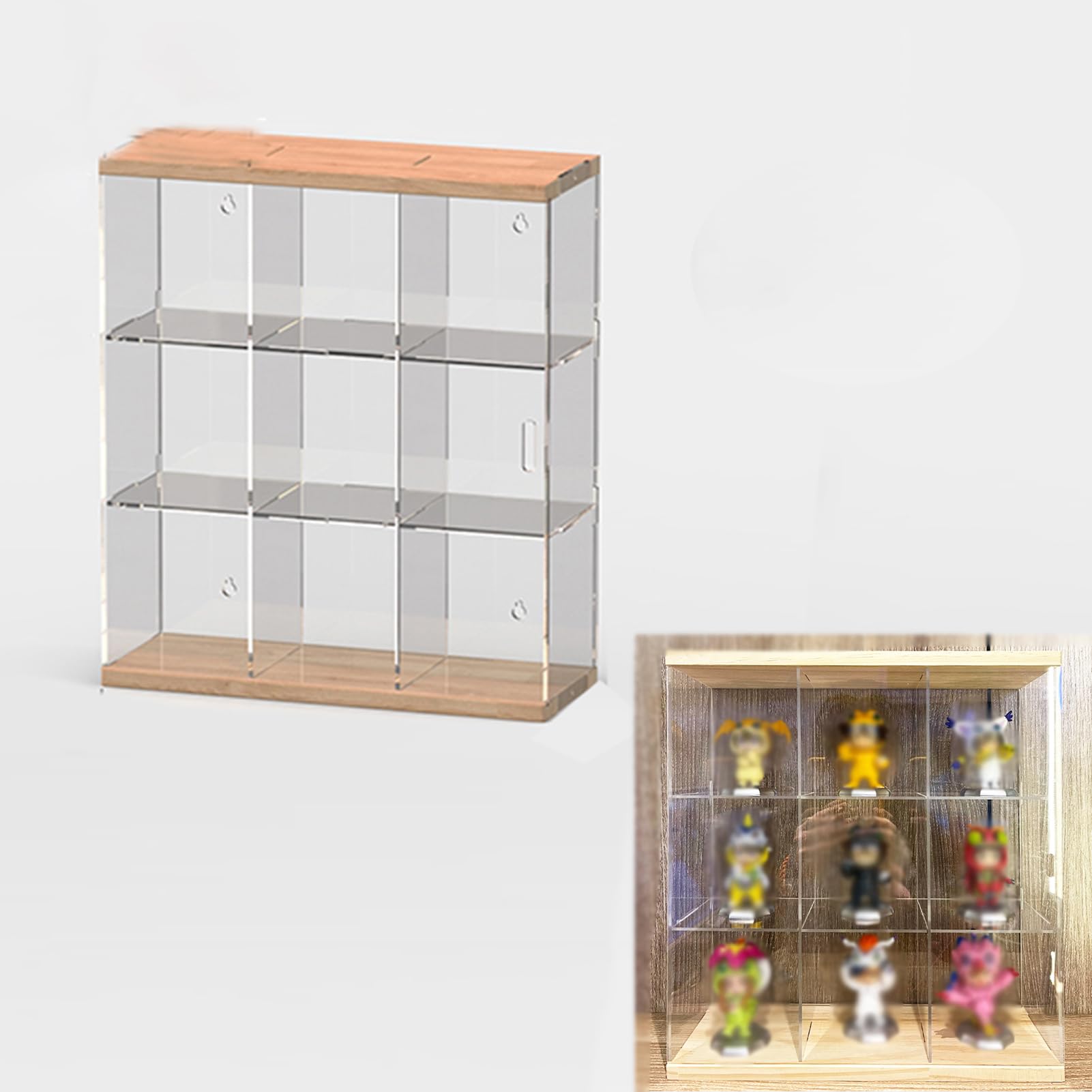 Teca Plexiglass Vetrina Espositiva in Acrilico Trasparente da Parete, Mensola Espositiva con Viti e Ripiani Regolabili, Contenitori Antipolvere per Riporre Più Bambole/ Miniature(31.2x11.5xH36cm/12x4.
