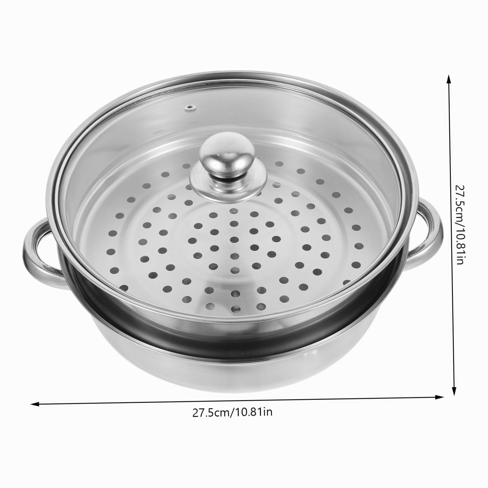 Olla de Vapor de Acero Inoxidable para Cocinar, Vaporera de 2 Capas, Fácil de Limpiar, Bordes Redondeados, Adecuado Cocina