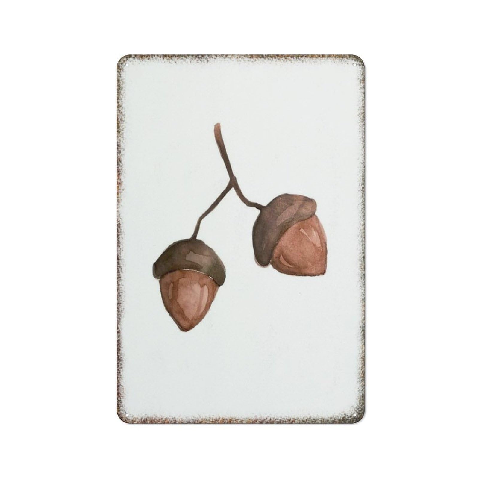 Autumn Acorn Watercolor Metal Sign Farmhouse Home Humorous Style Guest Room Art Wall Decor 8x12 Inch