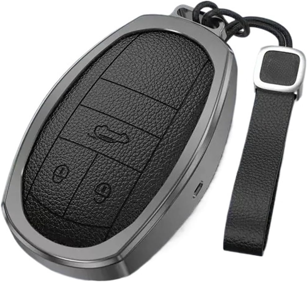 Car Key Cover Case Aluminum Alloy Leather Compatible For Bentley All Models Of Style Keychain Shell Buckle Bag(A golden brown)