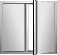Vista 15 de Puertas de cocina para exteriores de 26 pulgadas de ancho x 24 pulgadas de alto con mango horizontal, puertas de acceso dobles para barbacoa, acero