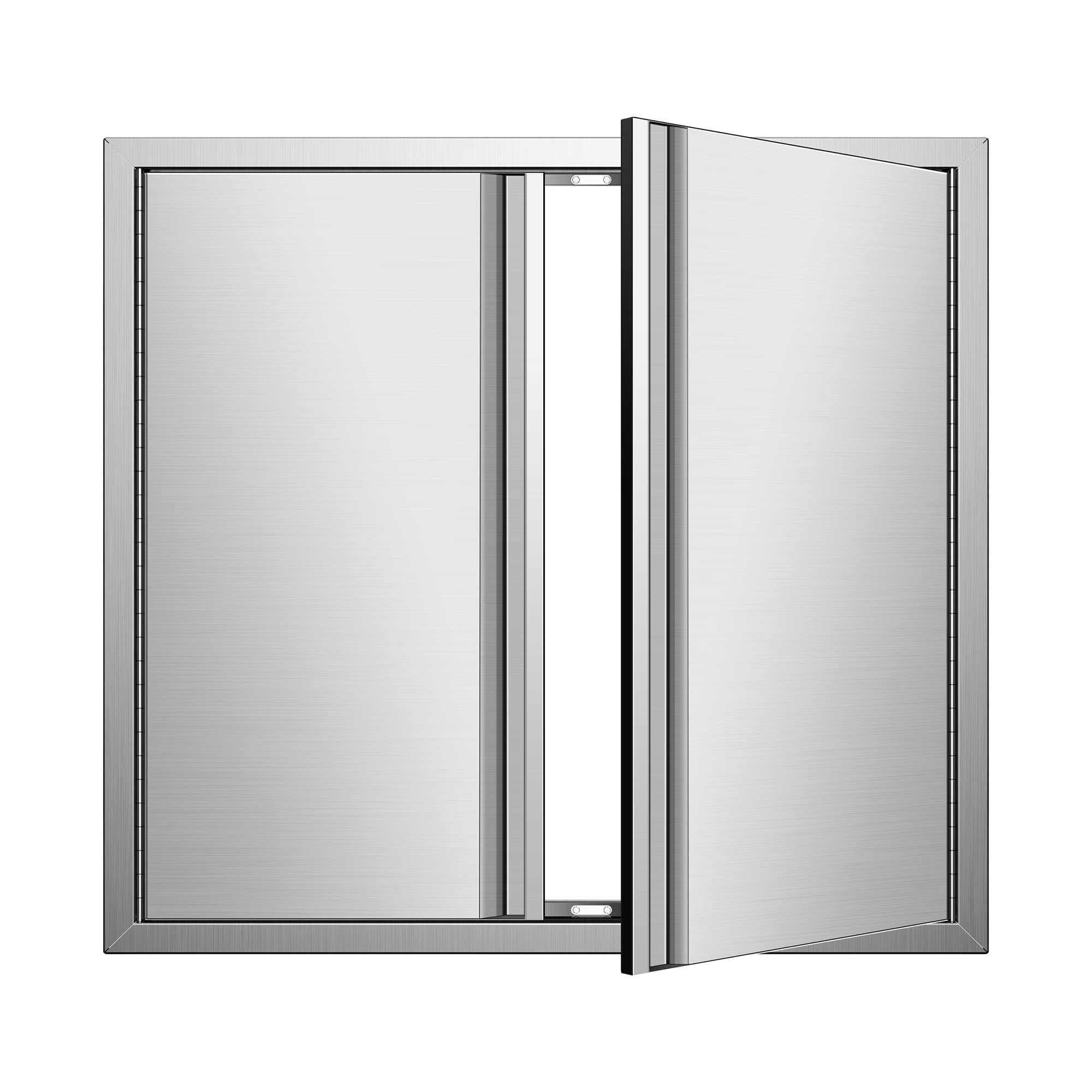 Outdoor Kitchen Doors 26W x 24H Inch Double BBQ Access Doors, 304 Stainless Steel for Outdoor Kitchen Cabinet Grill Station or BBQ Island