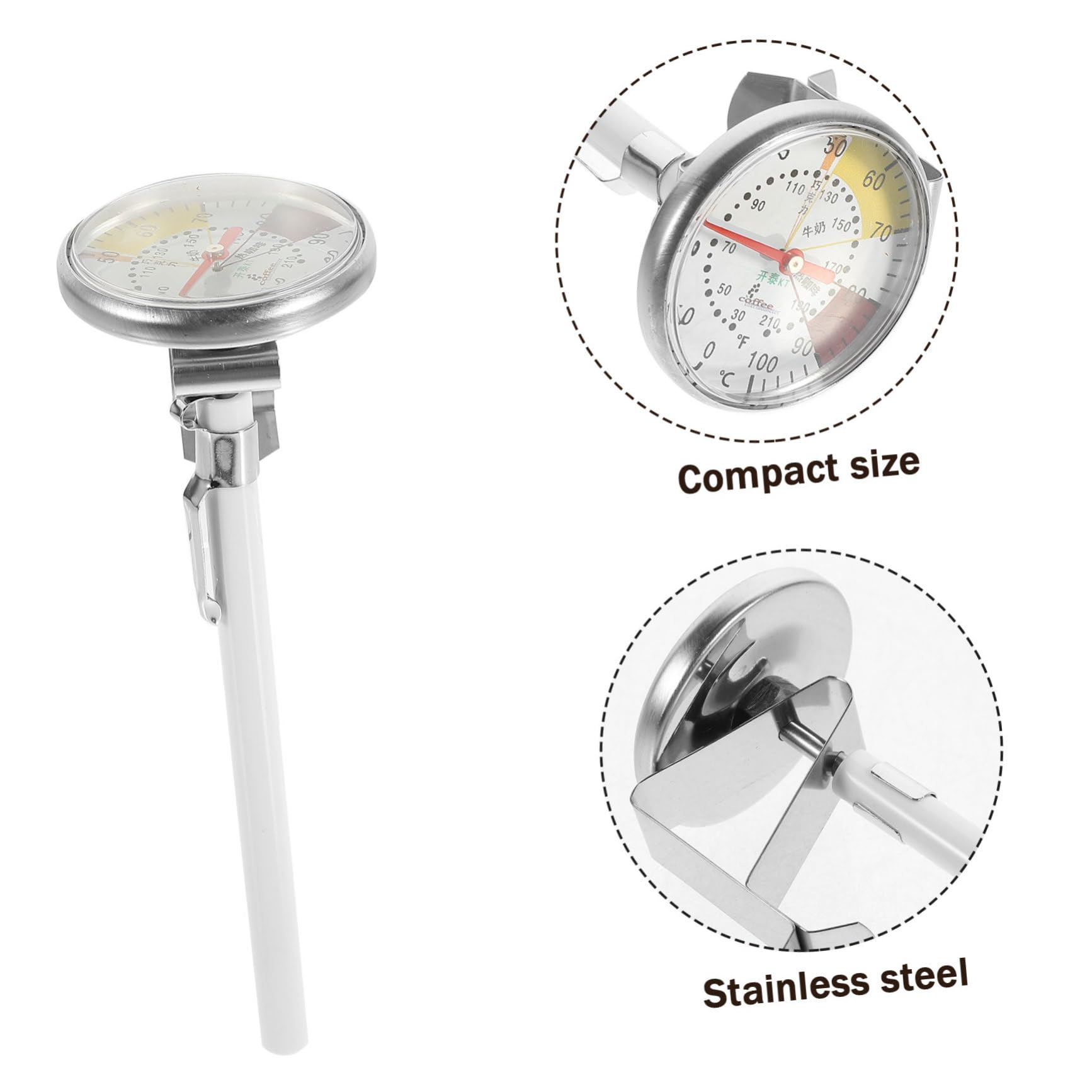 Cabilock Milk Thermometer Tool Instant Read Cappuccino Espresso Thermometer for Home Cafe Shop Bar Clip