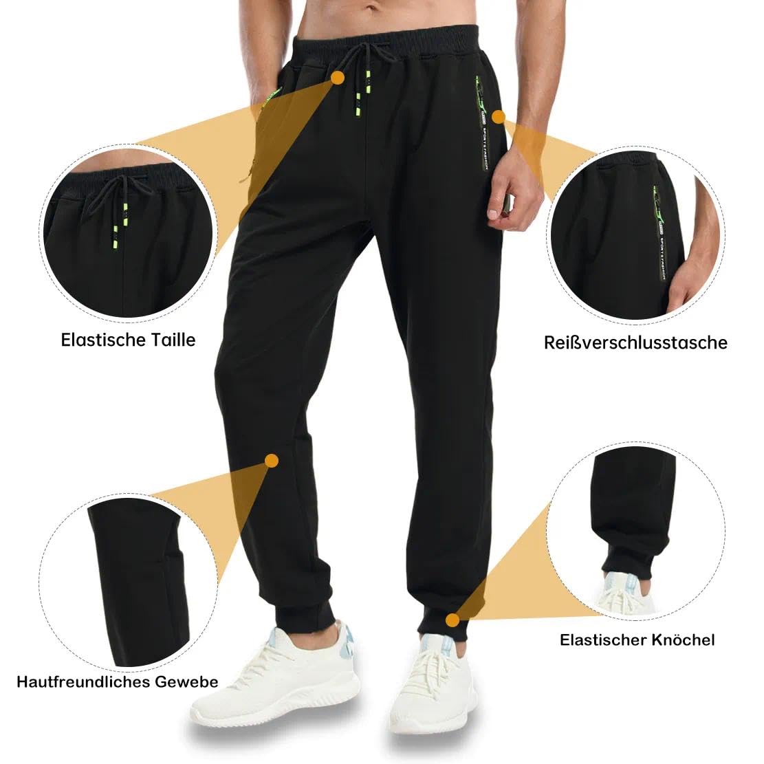 Tansozer Jogging Homme Pantalon de Survêtement Sport Coton Training Sportswear avec Poches Zippées