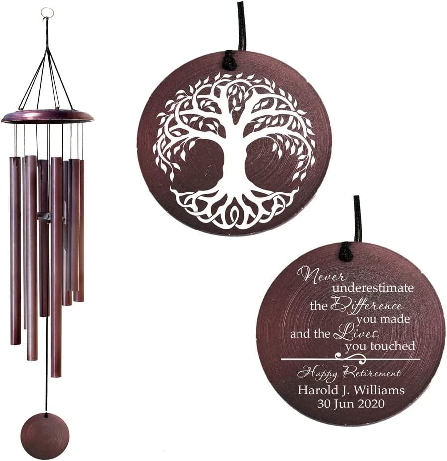 Retirement Wind Chime, Tree of Life Bronze Wind Chimes