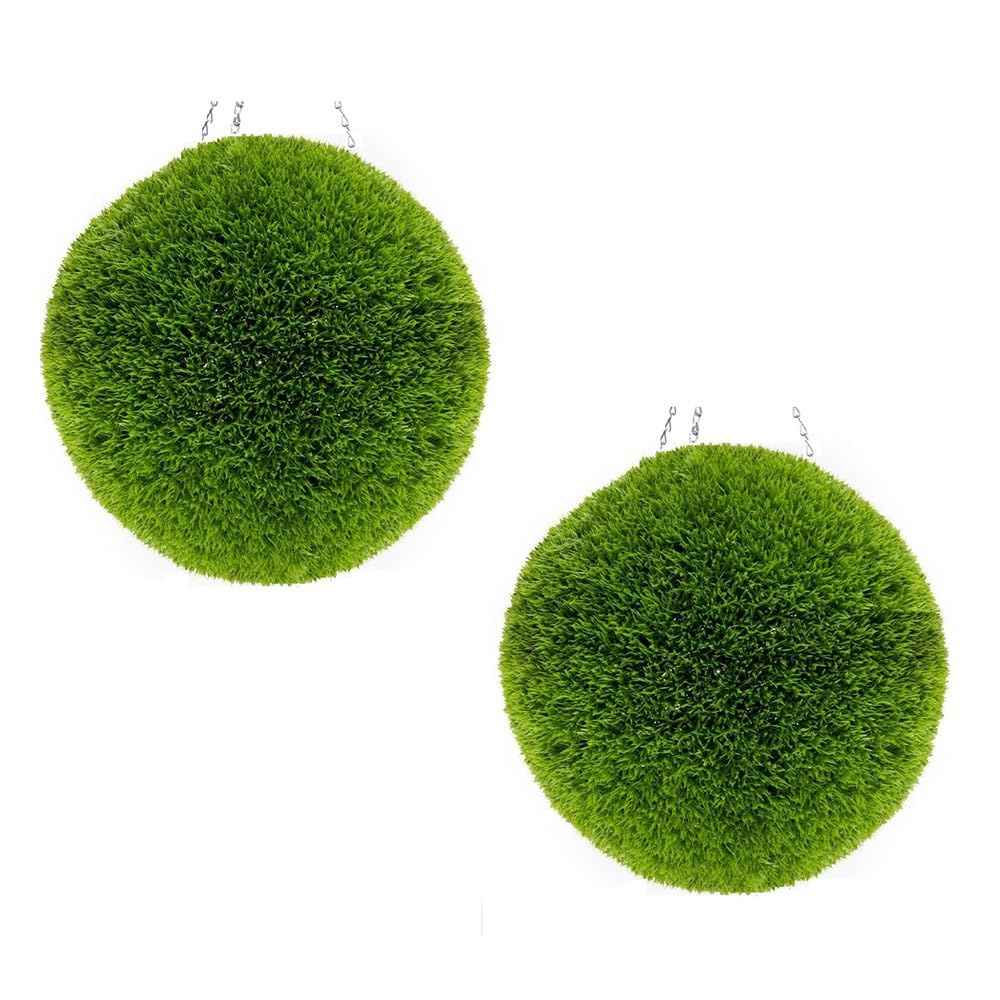Primrose Green Pair Of Artificial Topiary Balls (38Cm Grass)