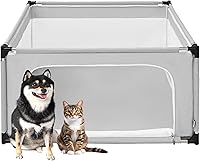 EHEYCIGA 42x42x26 Inch Puppy Playpen No Top Cover - Durable Oxford Fabric & Steel Frame Dog Pen for Small Pets Indoor Outdoor, Silver Grey