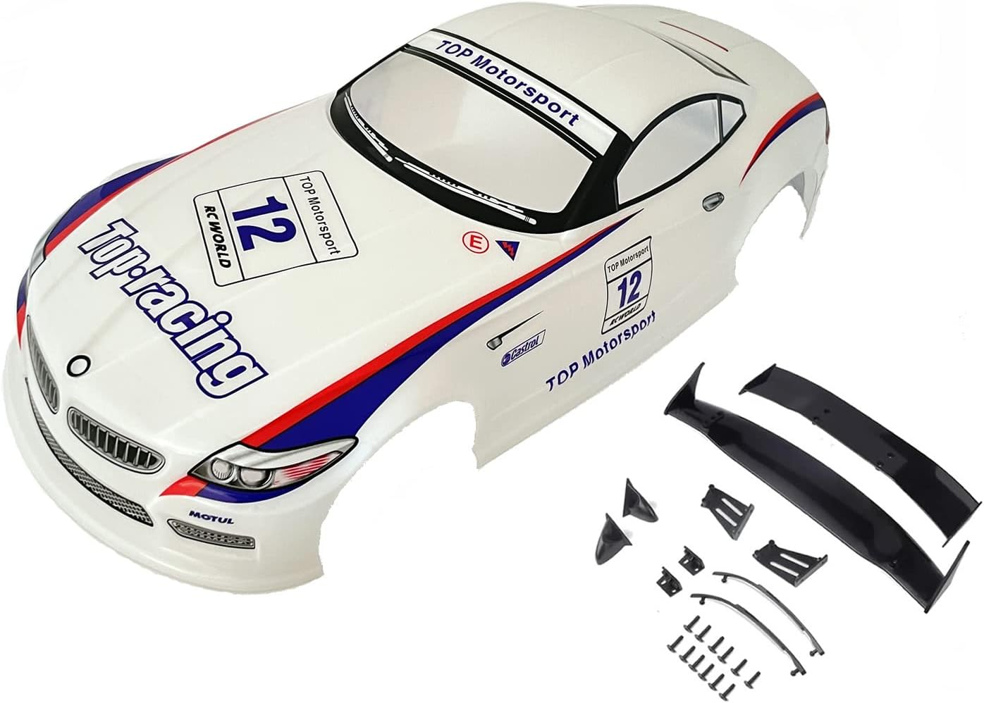 1/10 Scale RC Painted Precut Drift Racing Touring Onroad Car Body Shell Width 190mm with Wing Mirror Accessories (M3)