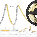 BTF-LIGHTING UL-Listed FCOB COB LED Strip Light 3000K DC24V Dimmable Warm White 10M 480LEDs/m Flexible LED Light Strip 8mm Width for Bedroom TV Backlight Cabinet Home Decor (No Adapter or Controller)