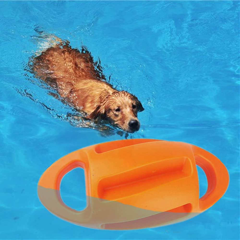 Hundegeräuschspielzeug Bissfest Schwimmendes Wasserblasform-gummispielzeug Rugby-zugring Interaktives Trainingshundespielzeug