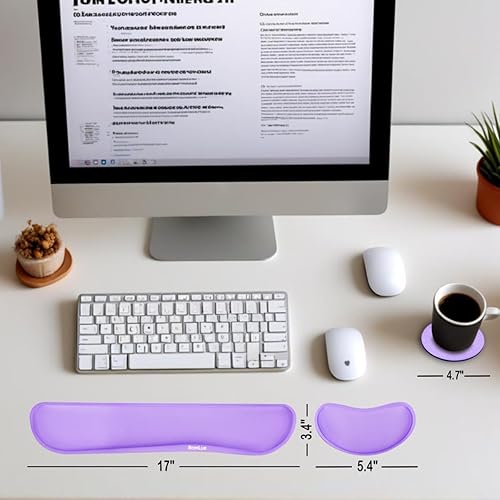 Vista 15 de BamLue - Reposamuñecas para teclado, juego de almohadillas de espuma viscoelástica para facilitar la escritura y el alivio del dolor para laptop