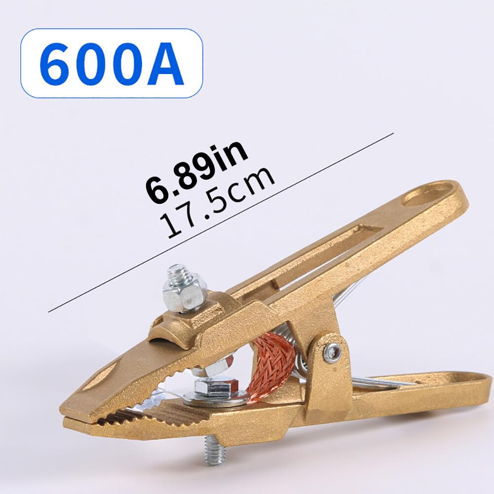 260A/300A/400A/500A/600A/800A Copper A-shape Welding Ground Clamp Brass Earth Clamp Grounding Clip Welder Earth Ground Cable Copper Grip Clip for Welding Machine Construction (600A)