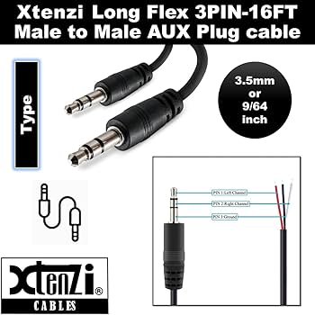 Amazon.com: Xtenzi 3Pin Jack Flex Cable Wire Accessory for Bass