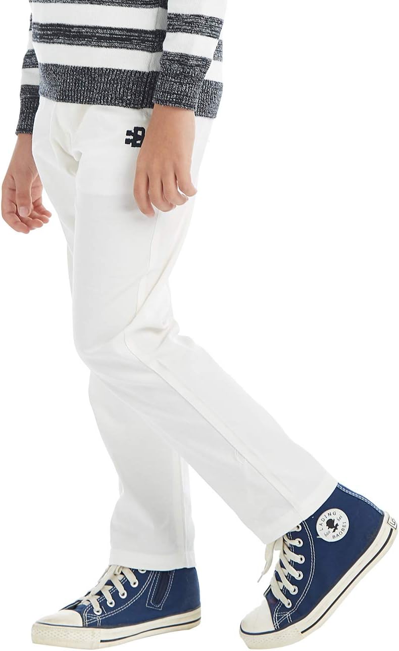 Boys‘ Solid Color Elastic Waist Cotton Uniform Pants with Embroidery for Kids School & Play - Image 3