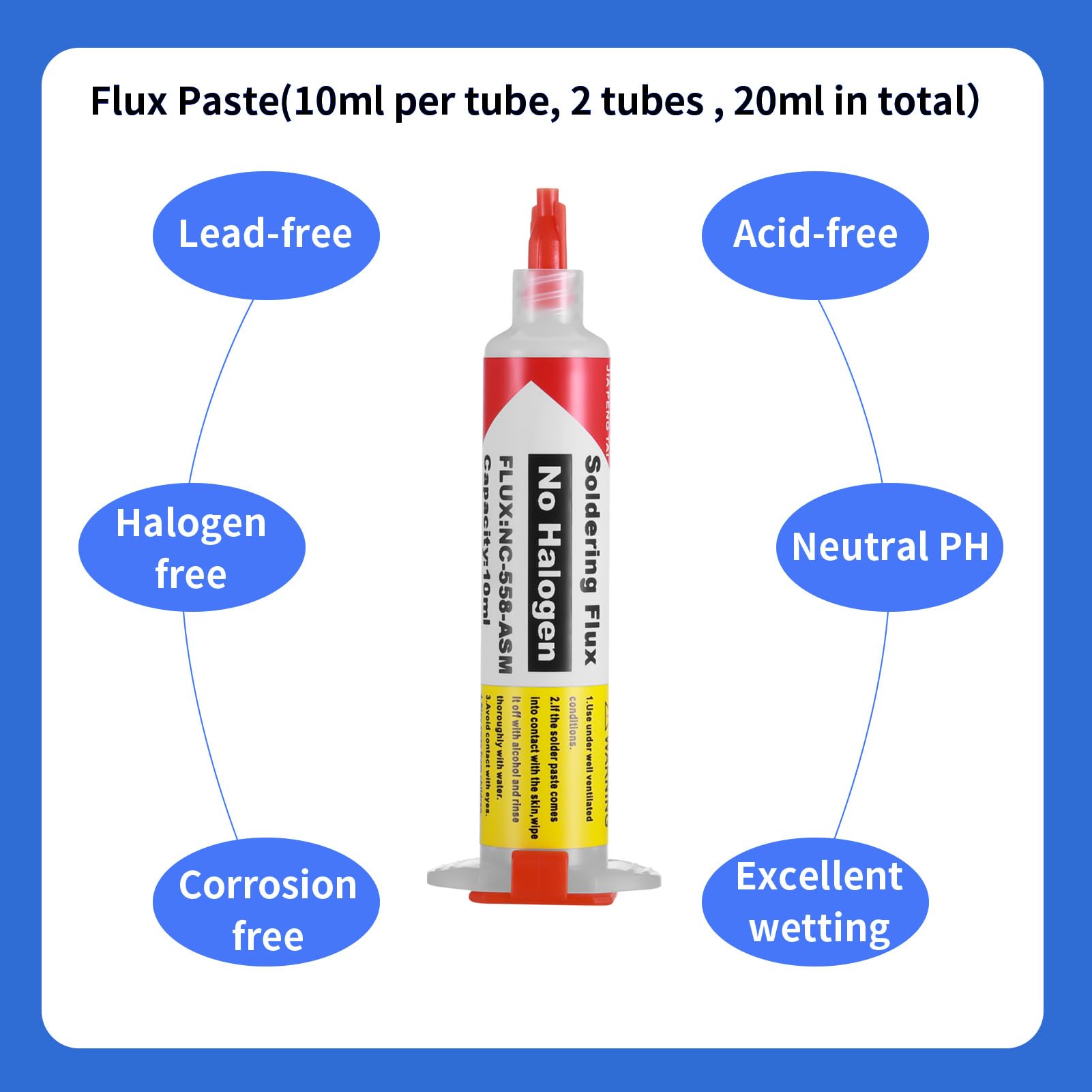 Zocipro 2 Stück Lötpaste 20ml, Flussmittel Löten, Solder Paste Flux, SMD Elektronik Lötflussmittel Lötpaste, Lötfett Flussmittel Pasten Für BGA Reflow, CPU/PCB/SMD/IC Lötzinn
