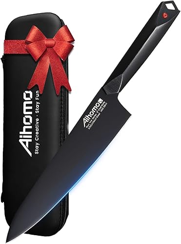 Cuchillo de chef afilado de hoja completa, cuchillo de cocina profesional de 8 pulgadas con protector de dedos y mango ergonómico, multiusos para