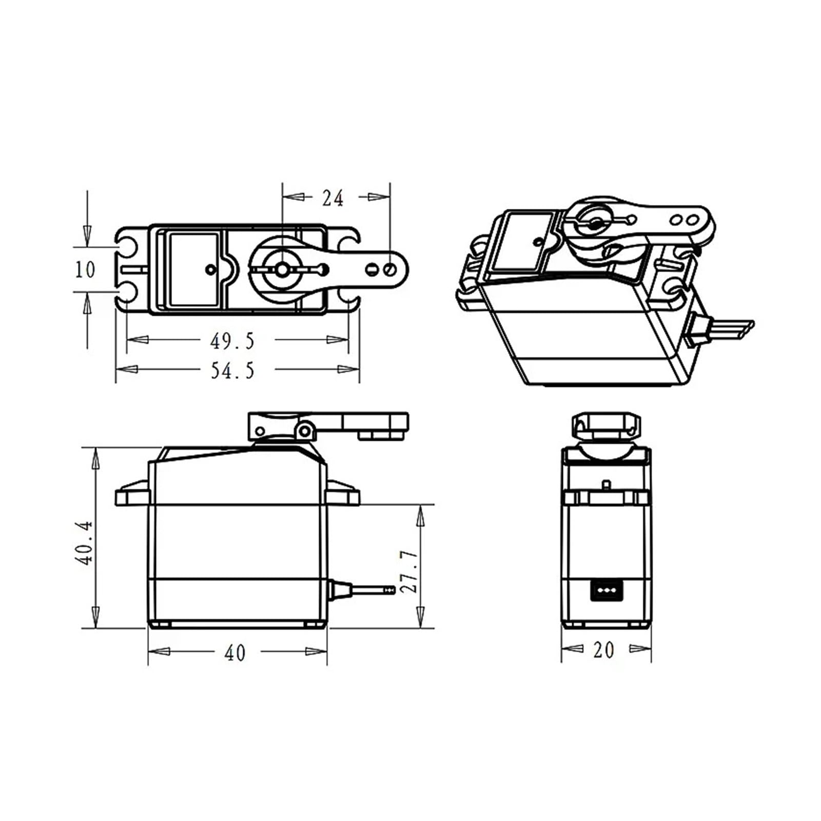 Silnik bezszczotkowy z cyfrowym serwomechanizmem o wysokim momencie obrotowym 55 kg, nadaje się do modeli samochodów i łodzi DIY 1/8 1/10 i 1/12 (1 x 360 stopni)