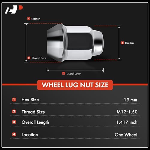 Miniatura 2 de A-Premium Tuercas de rueda M12-1.50 compatibles con Chevrolet Equinox Malibu Impala Camaro HHR GMC Terrain Envoy Saab 9-7x Buick 5-PC Set