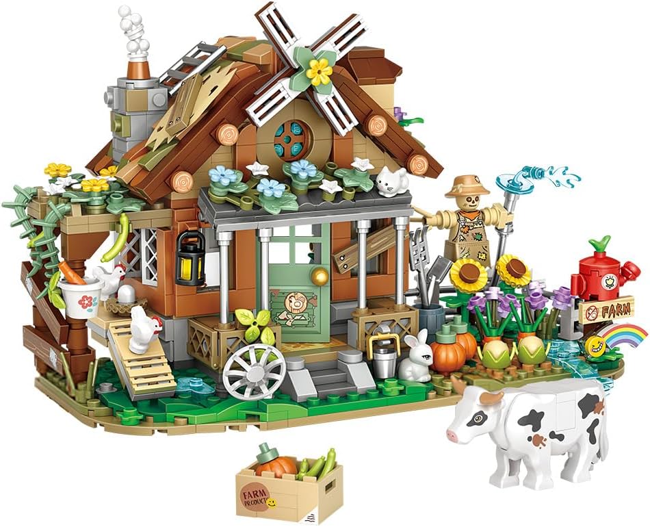 LUOGFYNI Building Blocks Toy Set, Farm House Scene Creative