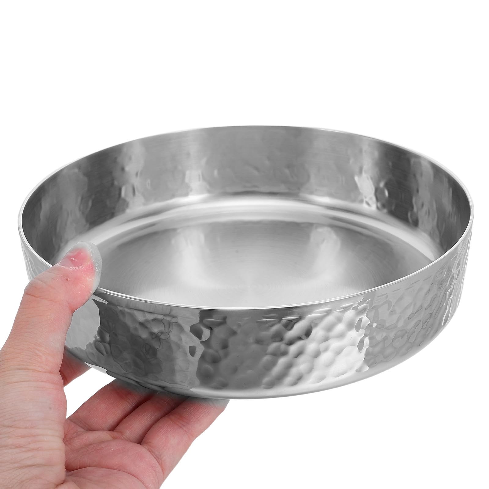 Ciieeo Tazón de Sopa de 800ml de Acero Inoxidable Acabado Martillado Vintage Fácil de Limpiar y Adecuado para Servir en Cenas en Casa o Restaurantes