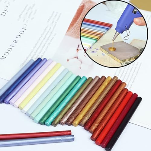 Miniatura 6 de ONWINPOR - 30 barras de sellado de cera blanca perla, pistola de pegamento, barras de sellado de cera blanca perla para sello de cera, invitaciones