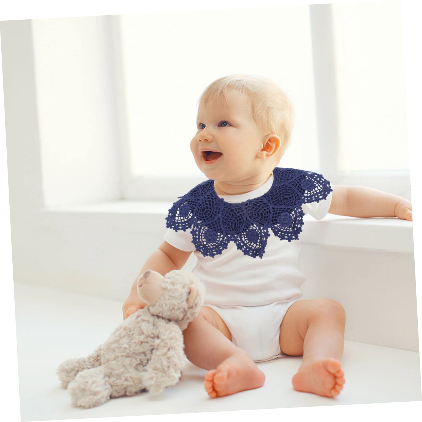 Toyvian Baberos Absorbentes de Algodón Encaje para Ñiño Niña, Paquete 1 4 5, Toallas de Saliva Suaves y Transpirables para Dentición y Babeo, Ropa para Lavar Saliva, Protección Adecuado