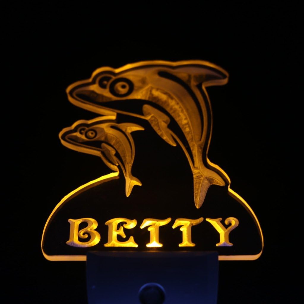 ADVPRO ws1033-tm Dolphins Personalized Night Light Baby Kids Name Day/Night Sensor LED Sign