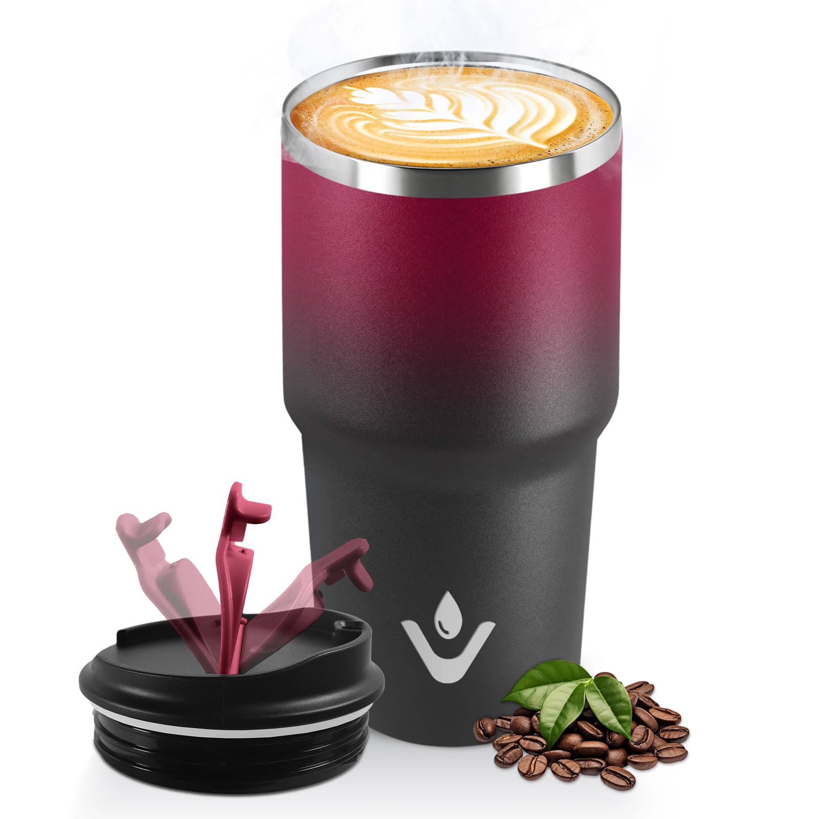 HoneyHolly Thermobecher 600 ml, Wiederverwendbar, Edelstahl Kaffeebecher-to-go Thermo, Auslaufsicher, Doppelwandiger Trinkbecher, Isolierbecher, Travel Mug für Heißen Kaffee, Tee und Kalte Getränke