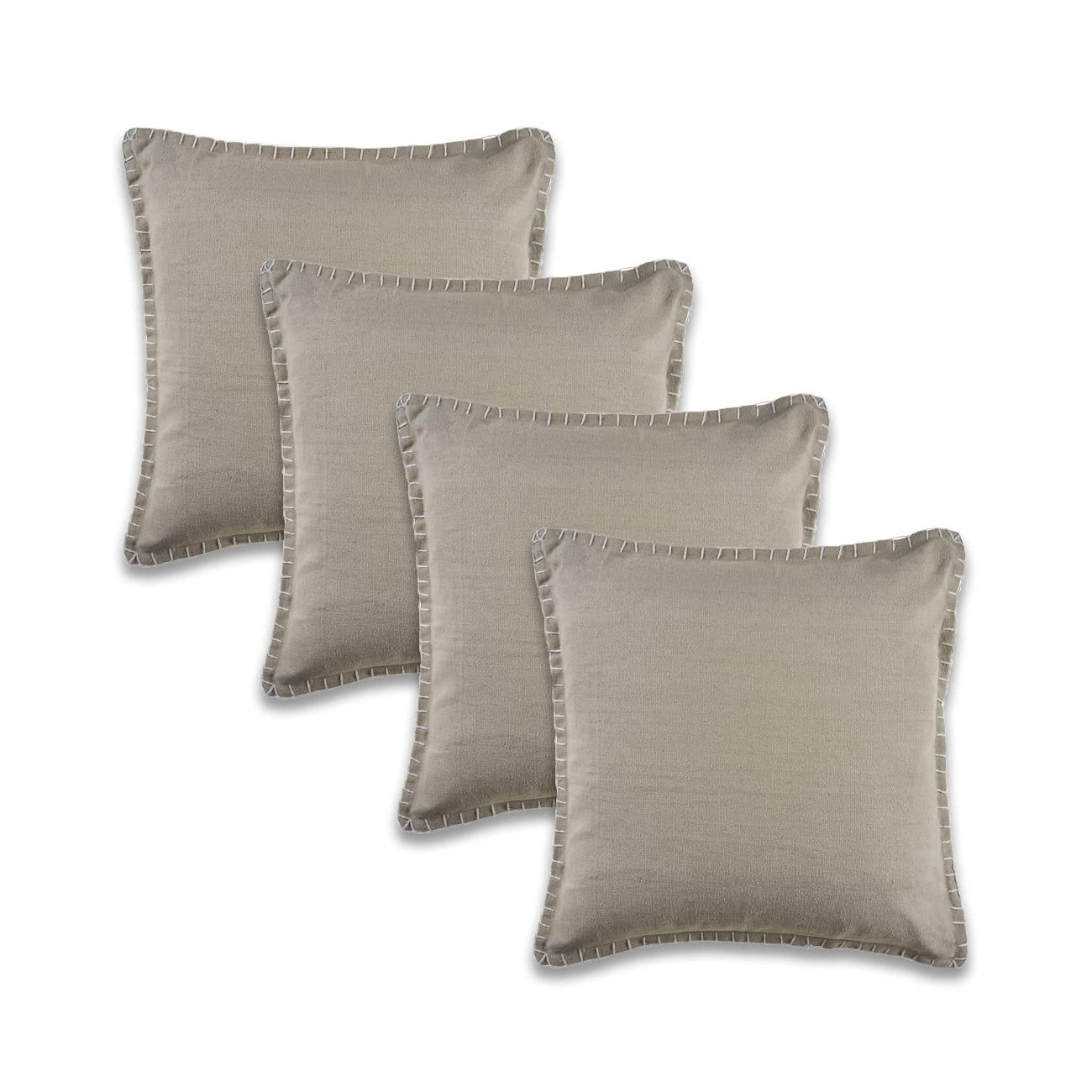 Trade AMOx Bay Light Gray Solid Organic Cotton Square 4 Piece Pillow Cover Set