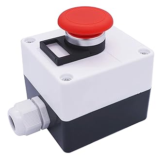 TWTADE/Red Mushroom Momentary Switch Push Button Station Box Pushbutton Switches 10A 440V 1NO 1NC (Quality Assurance for 3 Years) LA38-11M-BOX