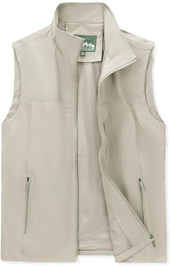 Mens Lightweight Vest Sleeveless Outdoor Work Jacket for Travel Hiking
